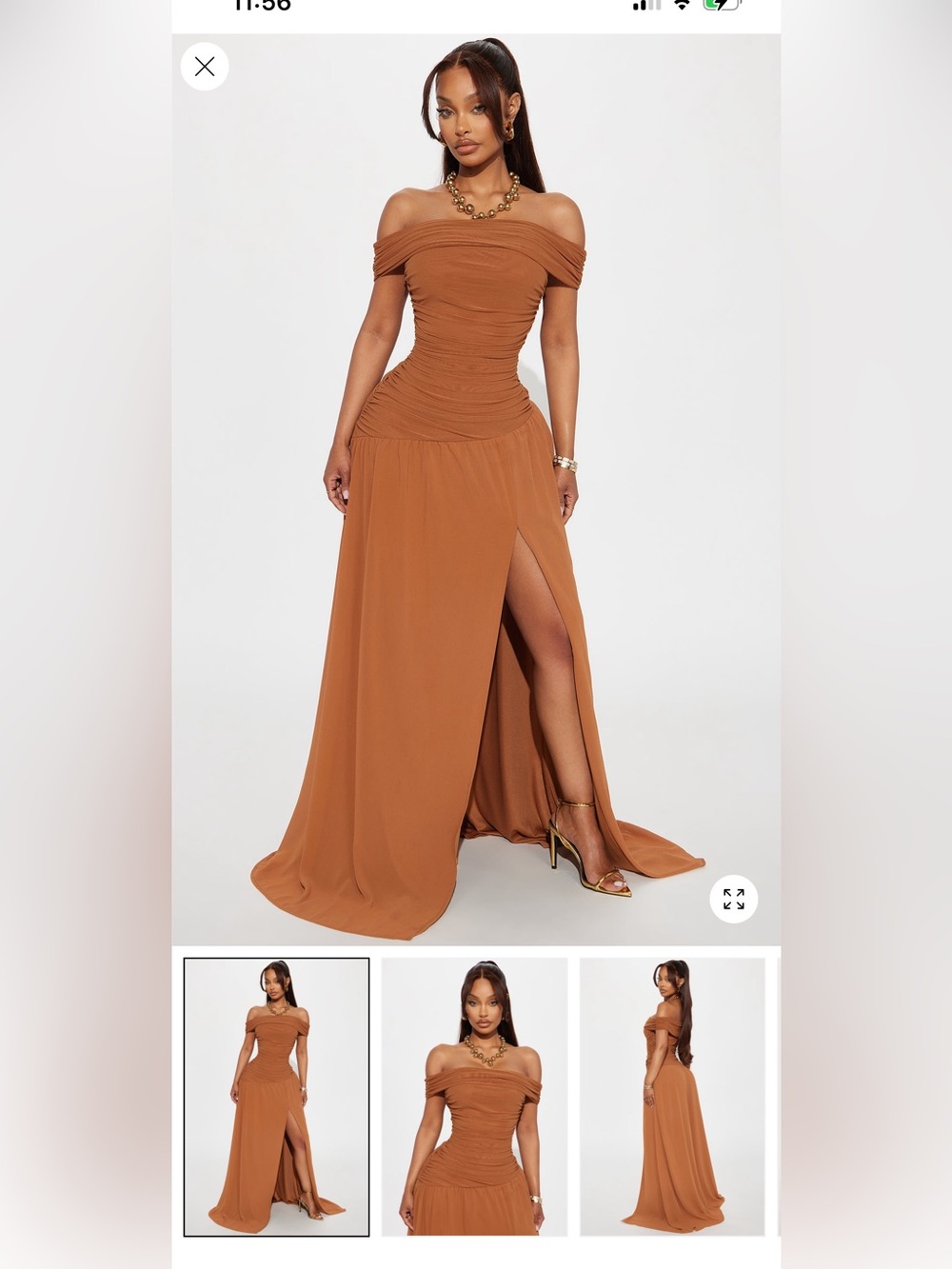 Fashion Nova Rust Brown Ruched Gown